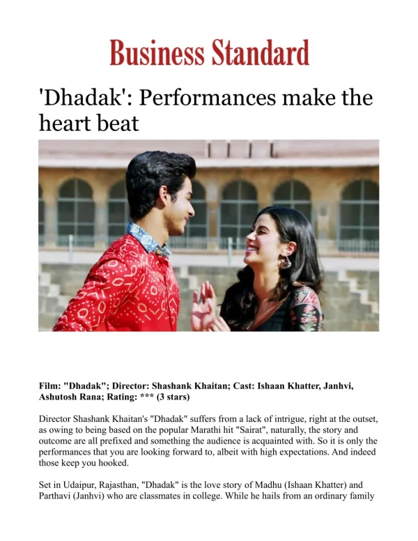 Dhadak': Performances make the heart beat
