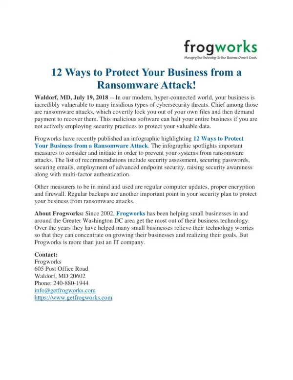 12 Ways to Protect Your Business from a Ransomware Attack!