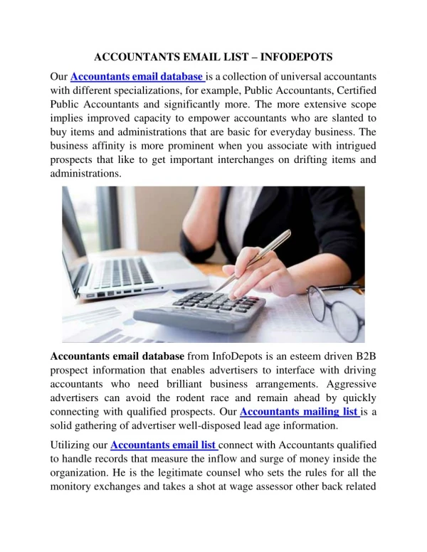 Accountants Email List - CPAs | Clerks | Auditors | Bookkeepers