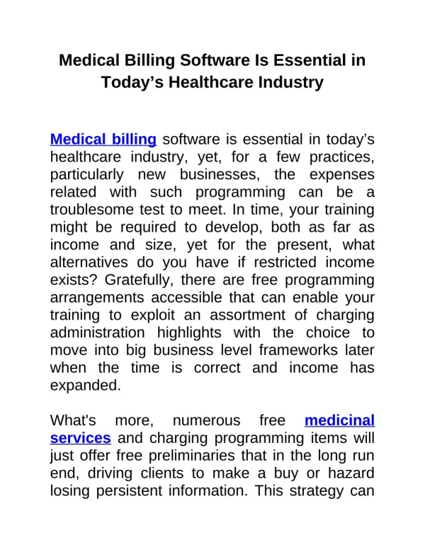 Medical Billing Software Is Essential in Todayâ€™s Healthcare Industry