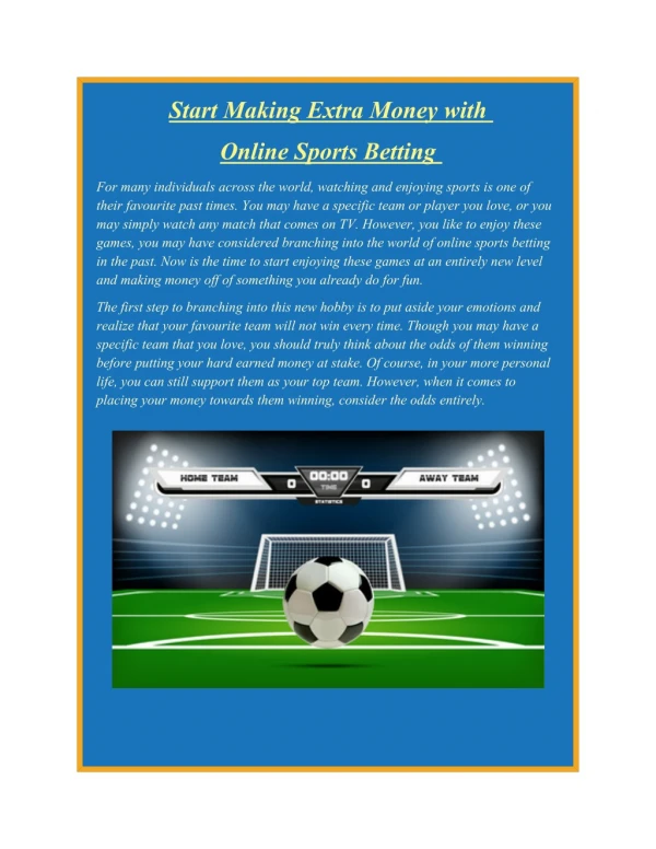 Start Making Extra Money with Online Sports Betting