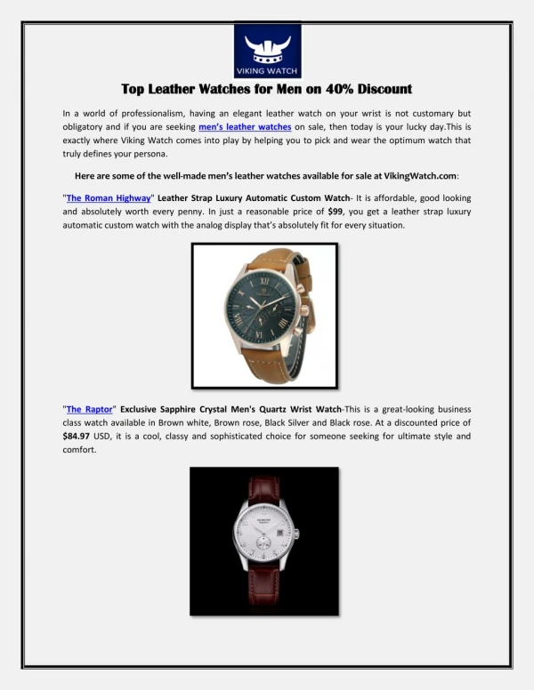 Top Leather Watches for Men on 40% Discount