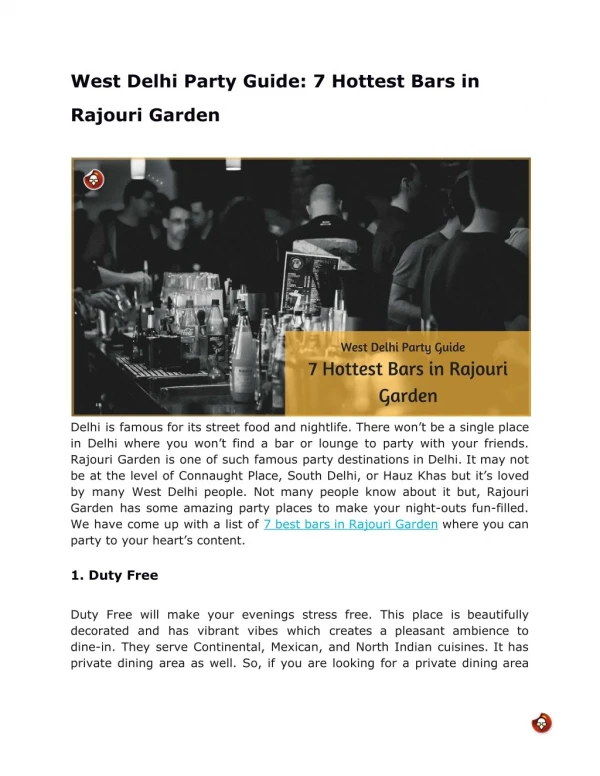 West Delhi Party Guide: 7 Hottest Bars in Rajouri Garden