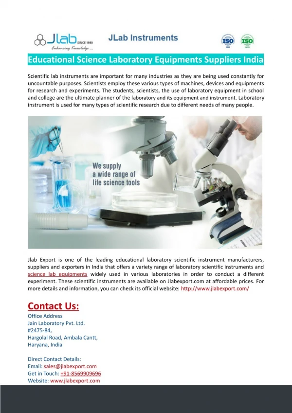 Science Laboratory Equipments Suppliers