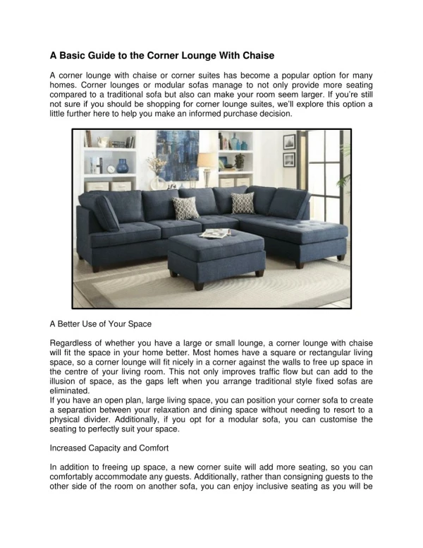 A Basic Guide to the Corner Lounge With Chaise