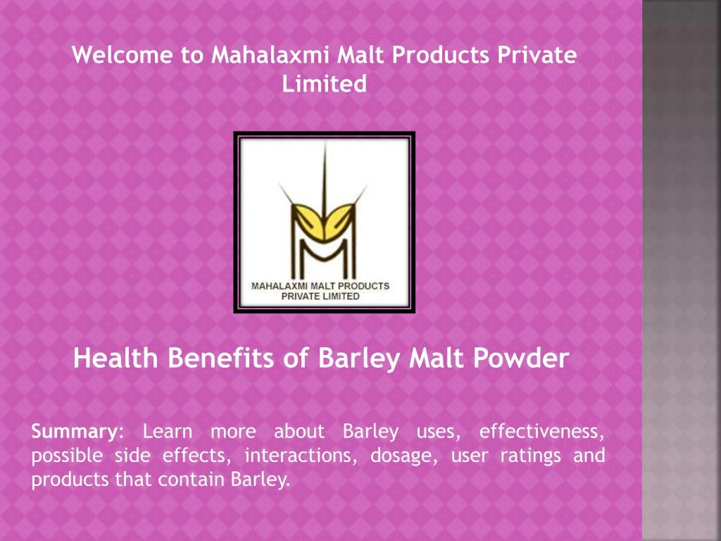 welcome to mahalaxmi malt products private limited