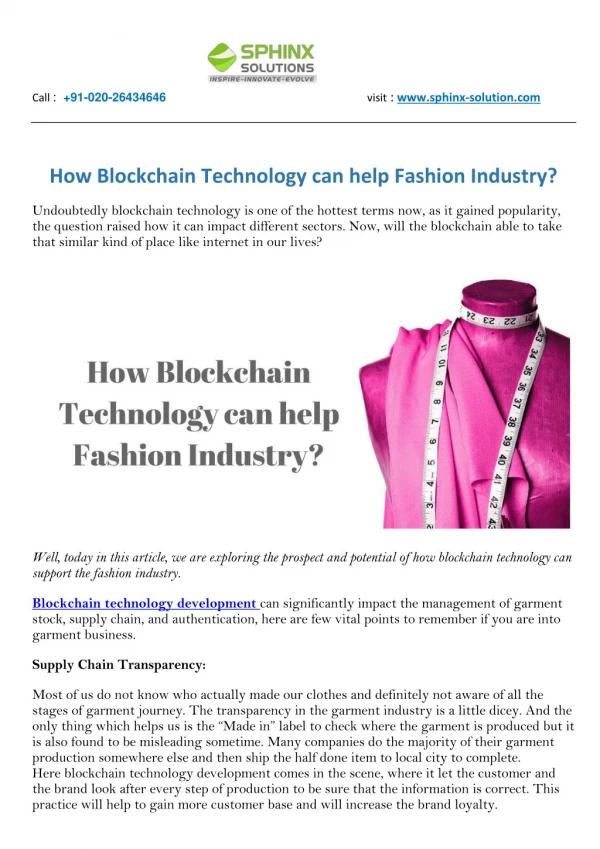 How Blockchain Technology can help Fashion Industry