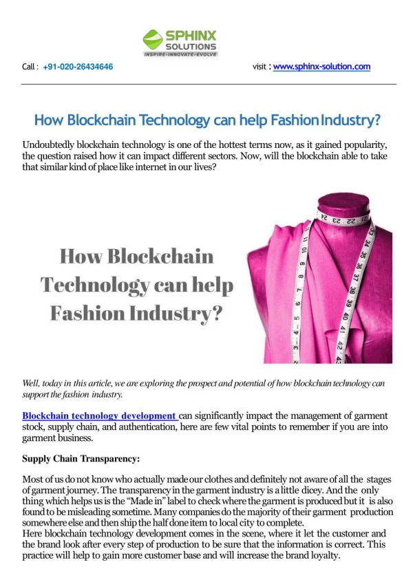 How Blockchain Technology can help Fashion Industry