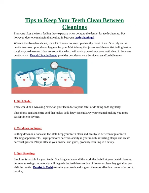 Tips to Keep Your Teeth Clean Between Cleanings