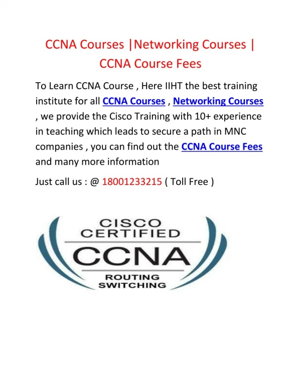 CCNA Courses CCNA Course Fees Networking Courses