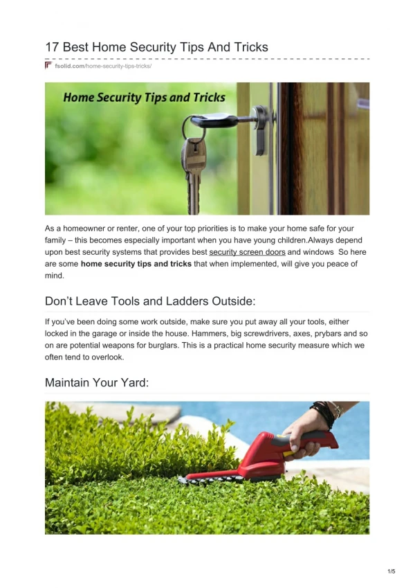 Home security tips and tricks