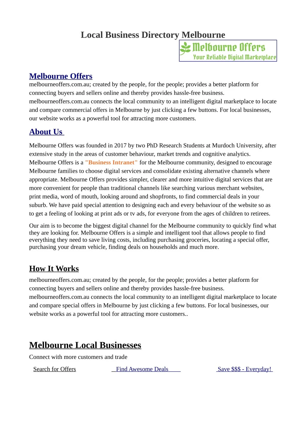 local business directory melbourne
