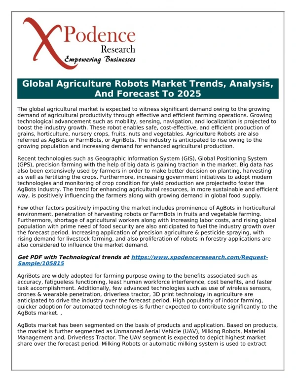 global agriculture robots market trends analysis