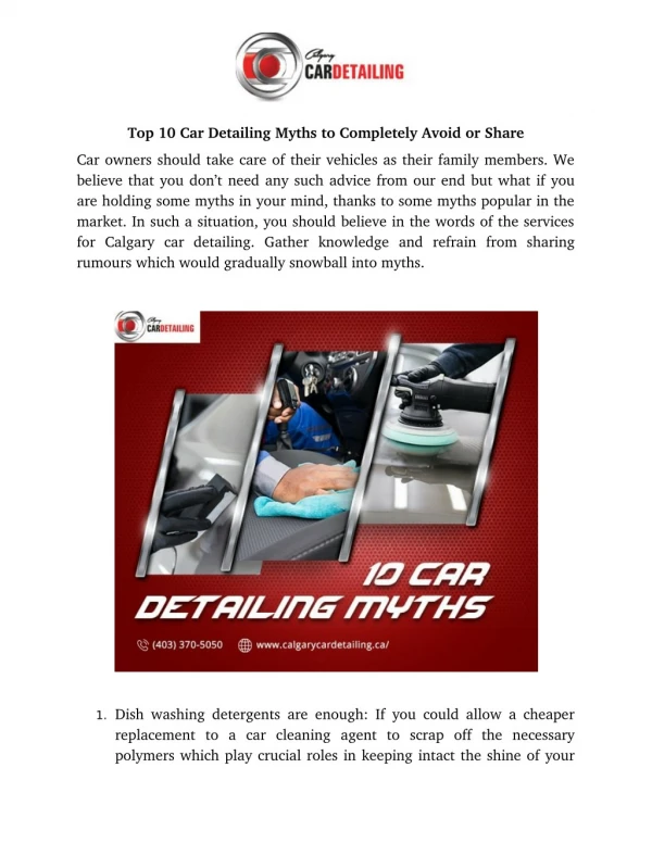 Top 10 Car Detailing Myths to Completely Avoid or Share