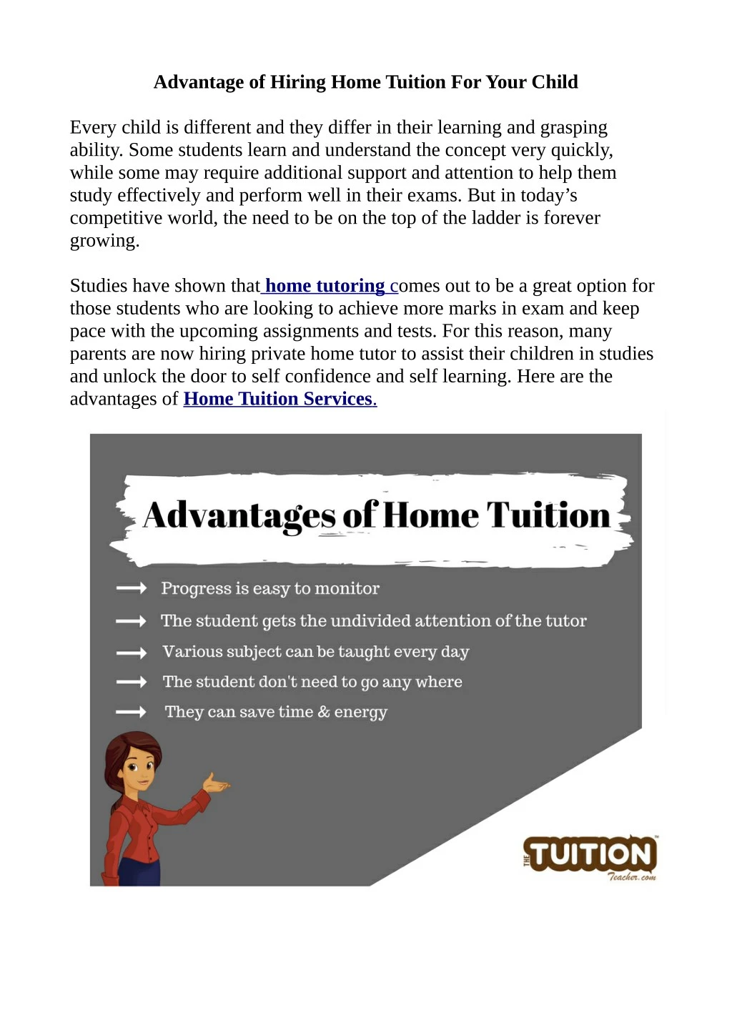 advantage of hiring home tuition for your child