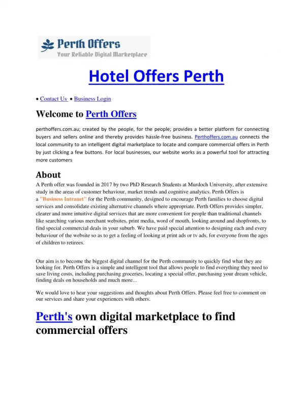 Hotel Offers Perth