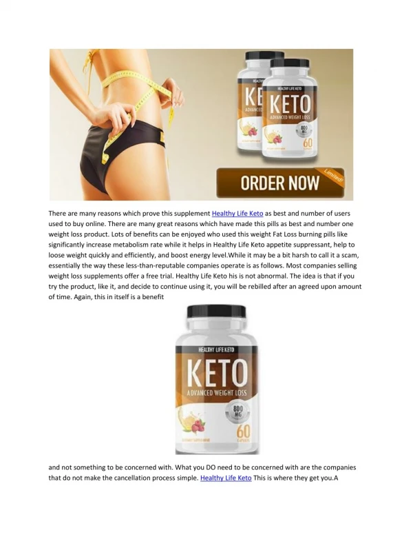 Healthy Life Keto - Best Supplement For Improve Your Body Shape