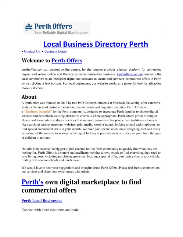 Local Business Directory Perth