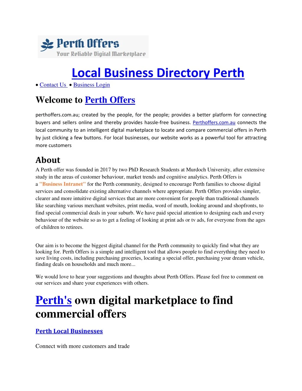 local business directory perth contact
