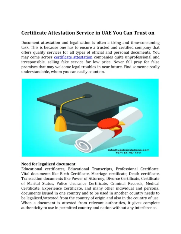 Certificate Attestation Service in UAE You Can Trust on