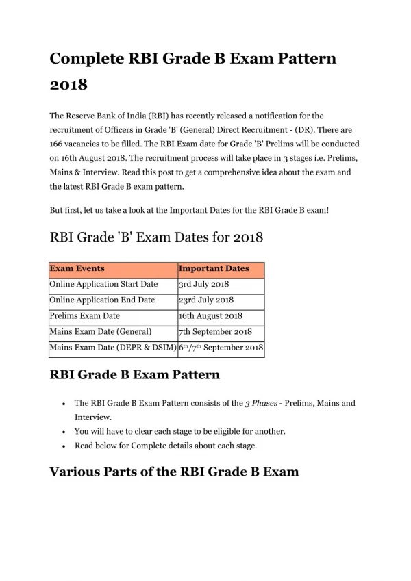 Complete Rbi garde b exam pattern