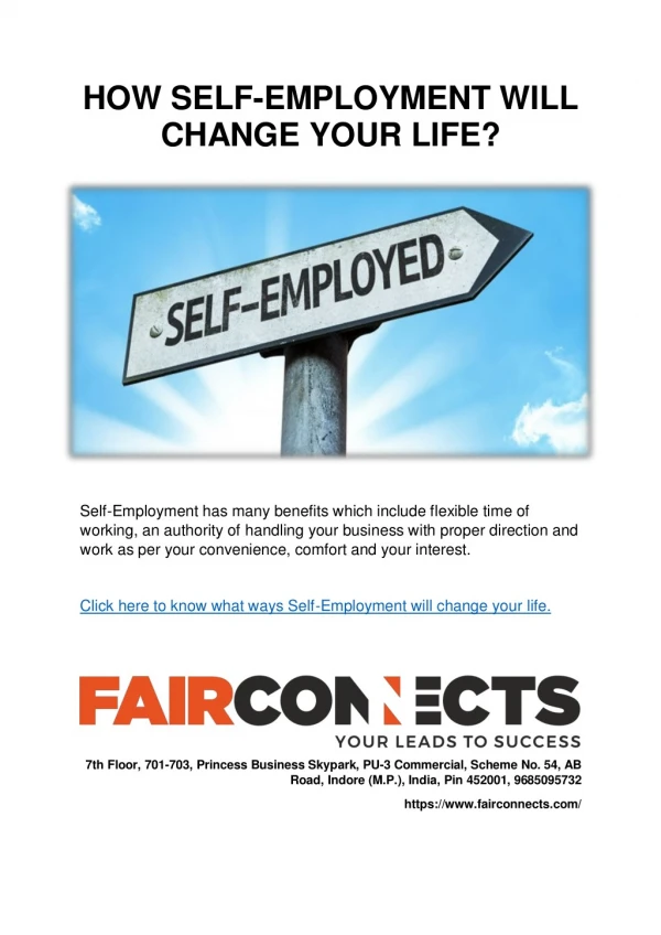 How Self-Employment will change your life?