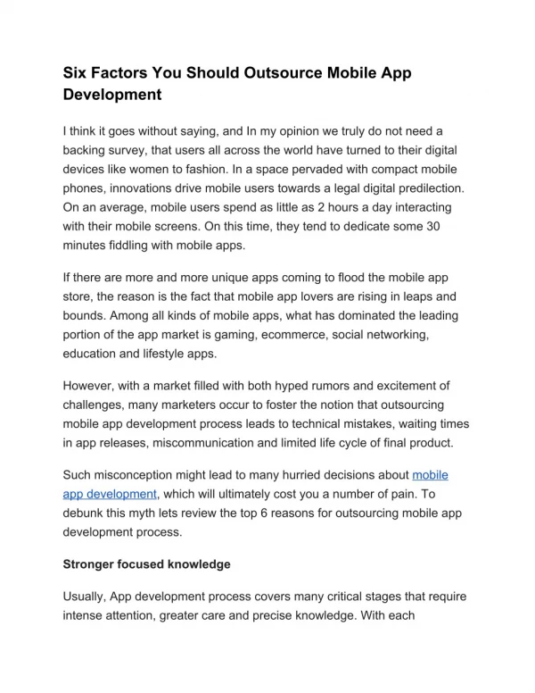 six factors you should outsource mobile