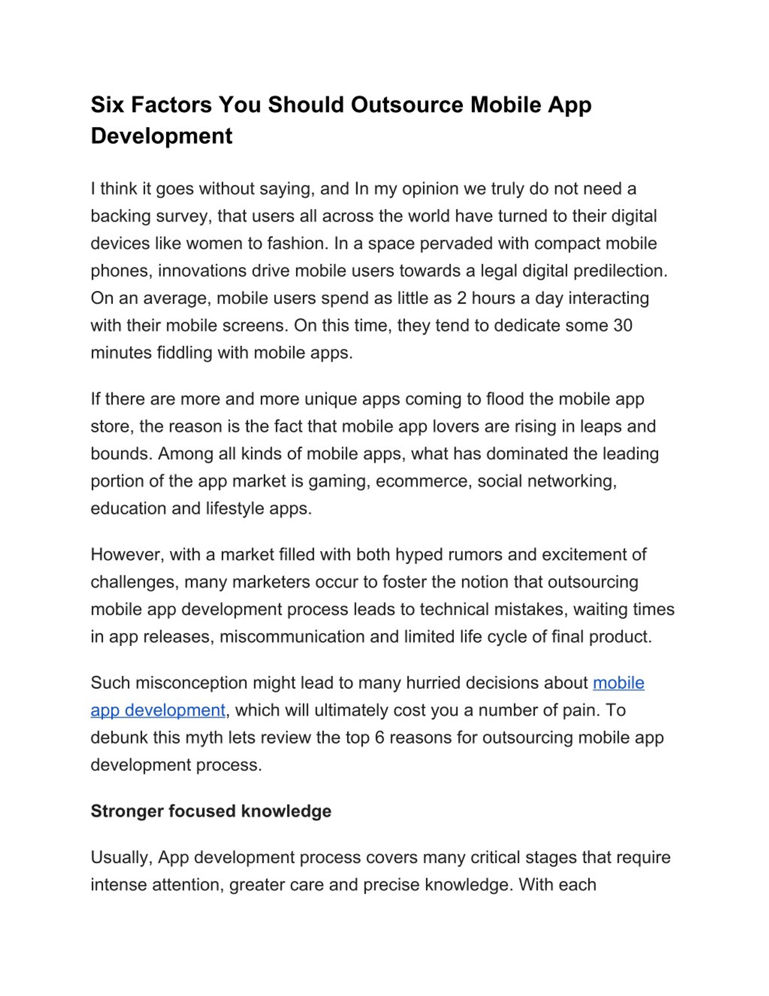 PPT - Six Factors You Should Outsource Mobile App Development ...