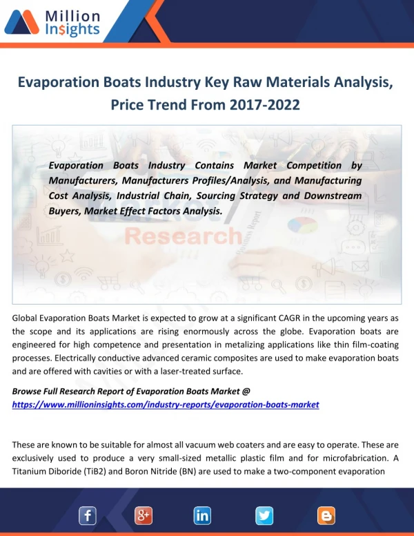 Evaporation Boats Industry uses By Type, Demand, Trends, Share Forecast 2022