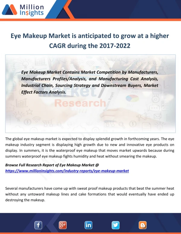 Eye Makeup Market Professional Survey & Industry Trends By 2022