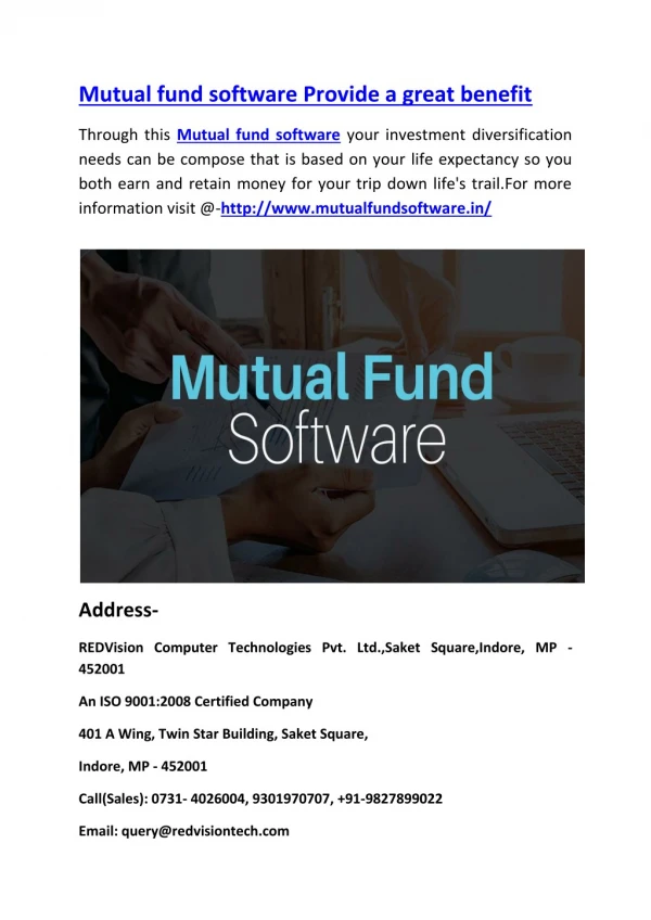 mutual fund software provide a great benefit