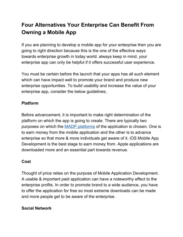 Four Alternatives Your Enterprise Can Benefit From Owning a Mobile App