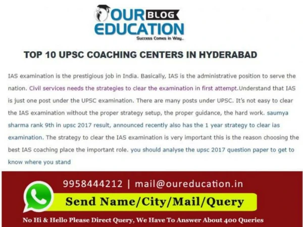 UPSC coaching academy in Hyderabad
