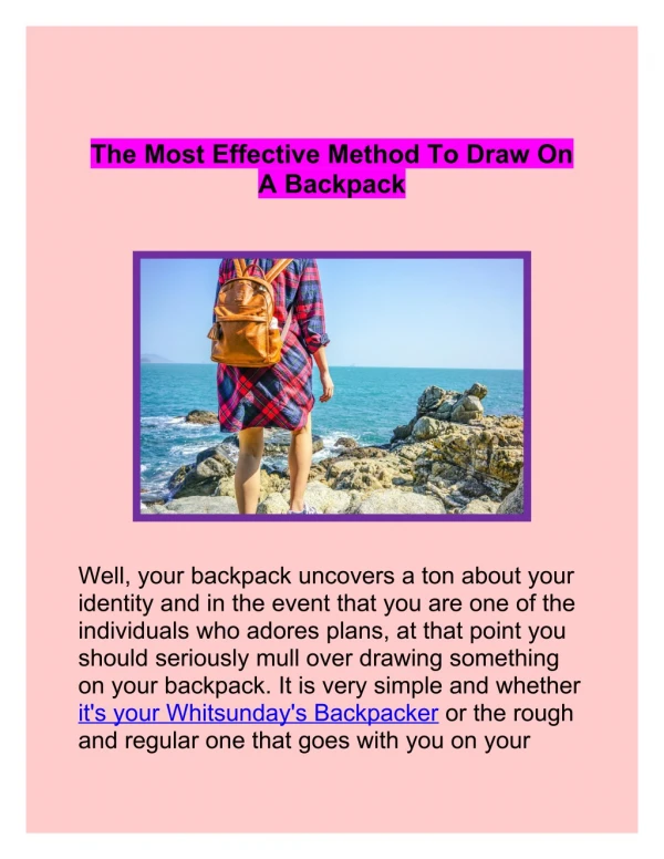The most Effective method to Draw on a Backpack | Whitsundays backpacker
