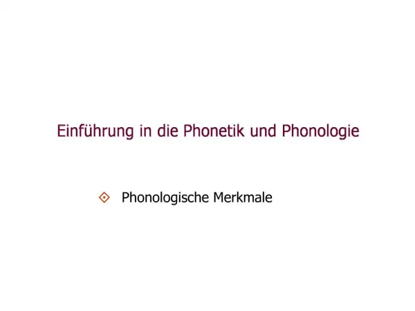 Einf hrung in die Phonetik und Phonologie