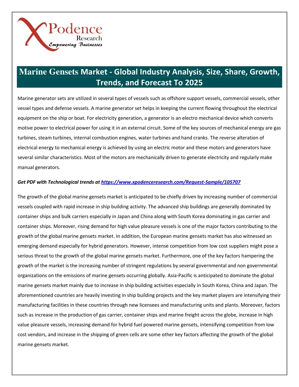 marine gensets market global industry analysis