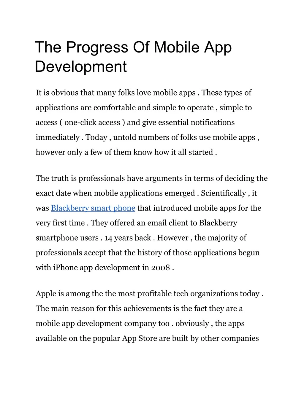 the progress of mobile app development