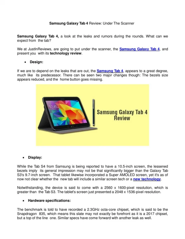 Samsung Galaxy Tab 4 Review: Under The Scanner