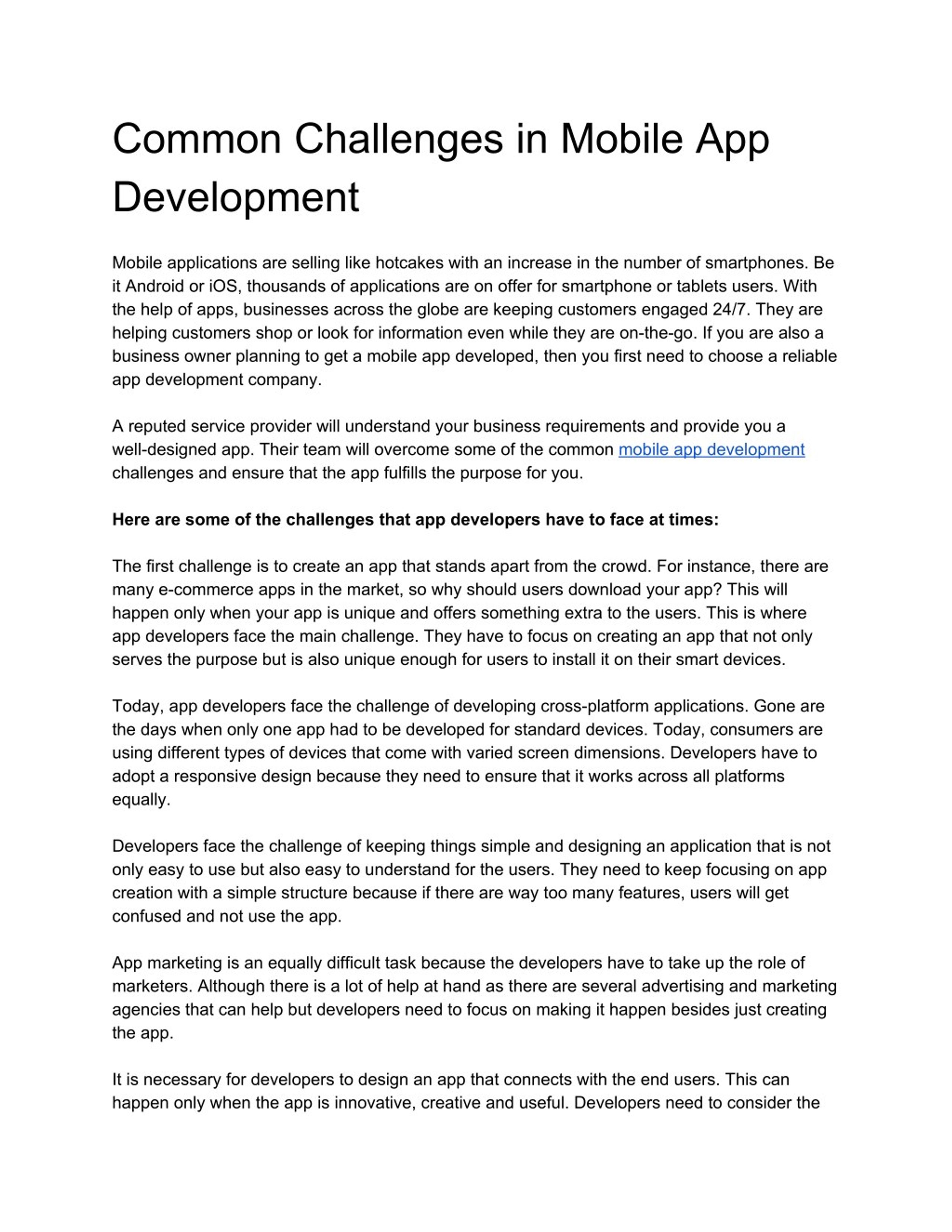 PPT - Common Challenges in Mobile App Development PowerPoint ...