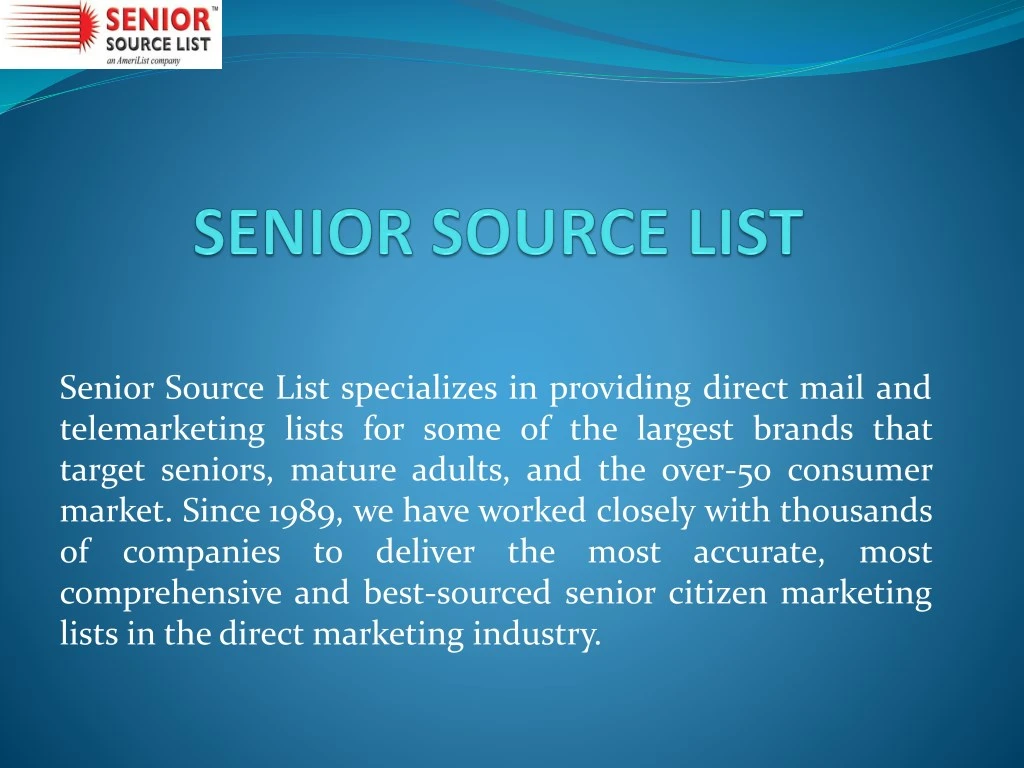 senior source list specializes in providing