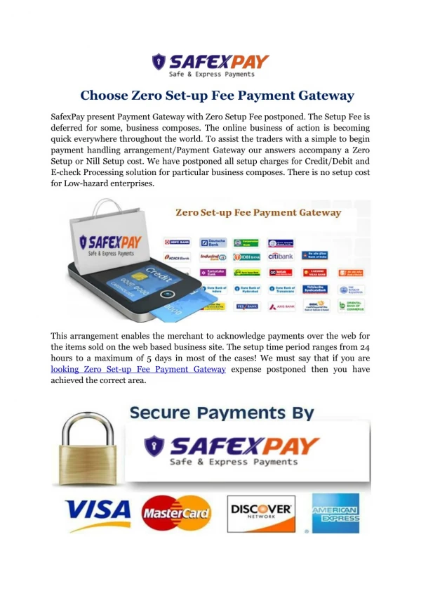 Choose Zero Set-up Fee Payment Gateway