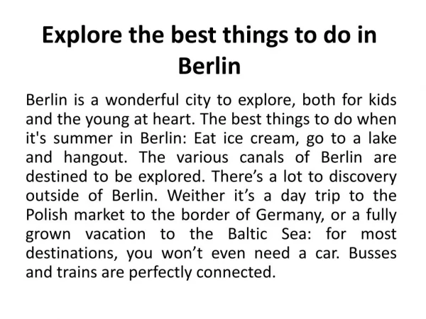 Explore theÂ best things to do in Berlin