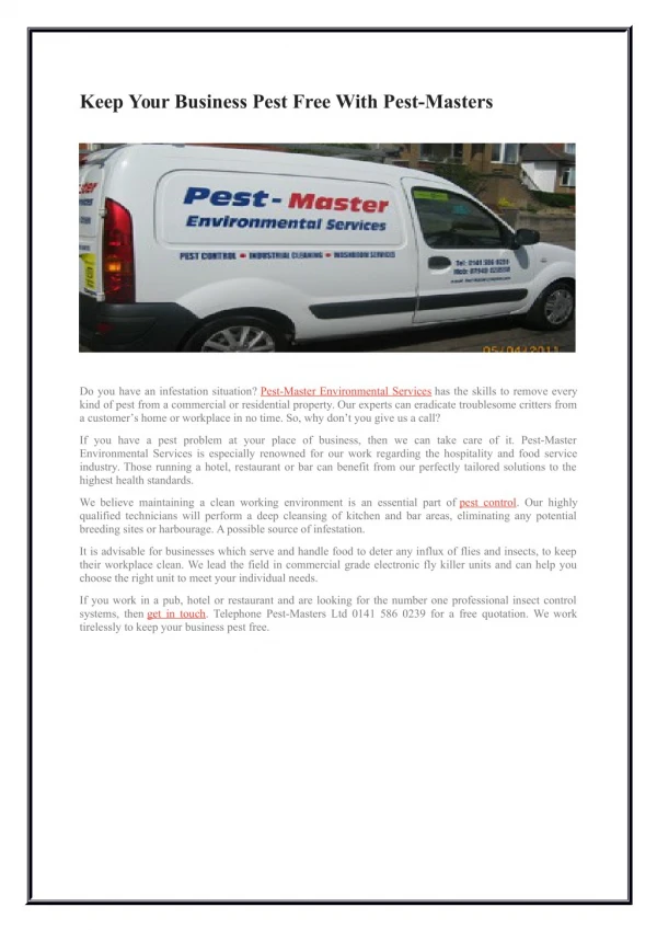 Keep Your Business Pest Free With Pest-Masters