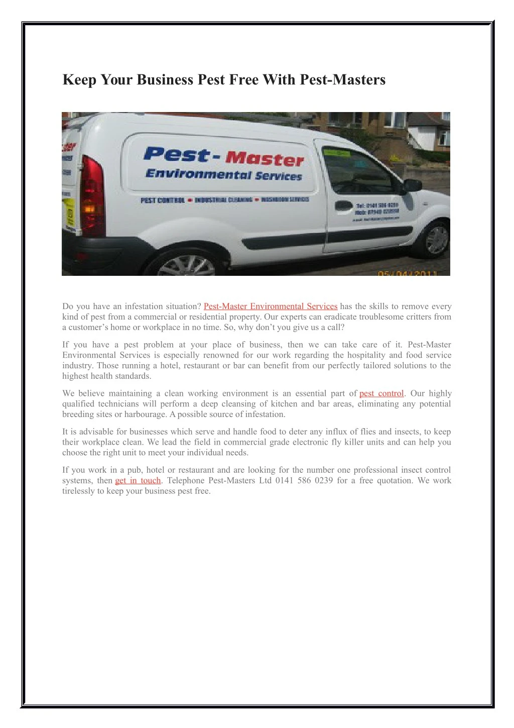 keep your business pest free with pest masters