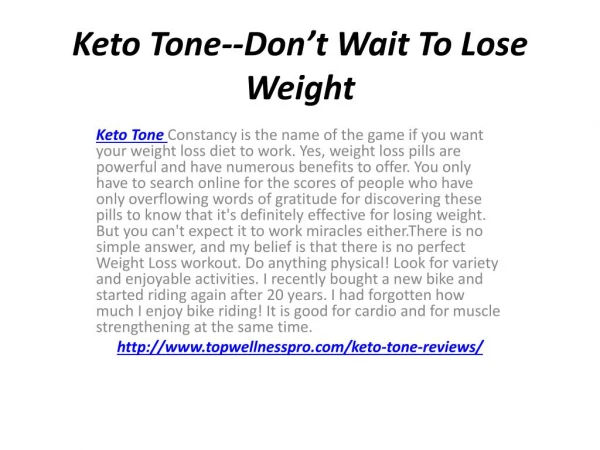Keto Tone--Obtain A Flat Stomach