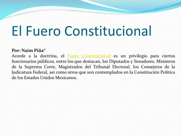 El Fuero Constitucional - JosÃ© Arcadio Cabrera Luque