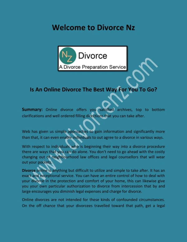 Divorce Application at divorcenz