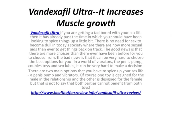 Vandexafil Ultra--It Increases Muscle growth