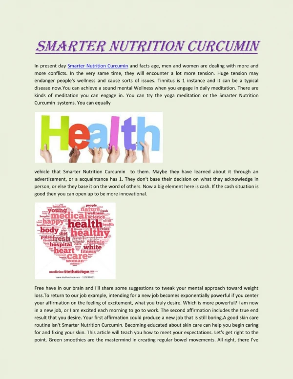 Smarter Nutrition Curcumin-Benefit For Health this Product