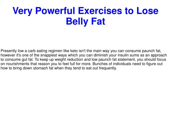 Very Powerful Exercises to Lose Belly Fat